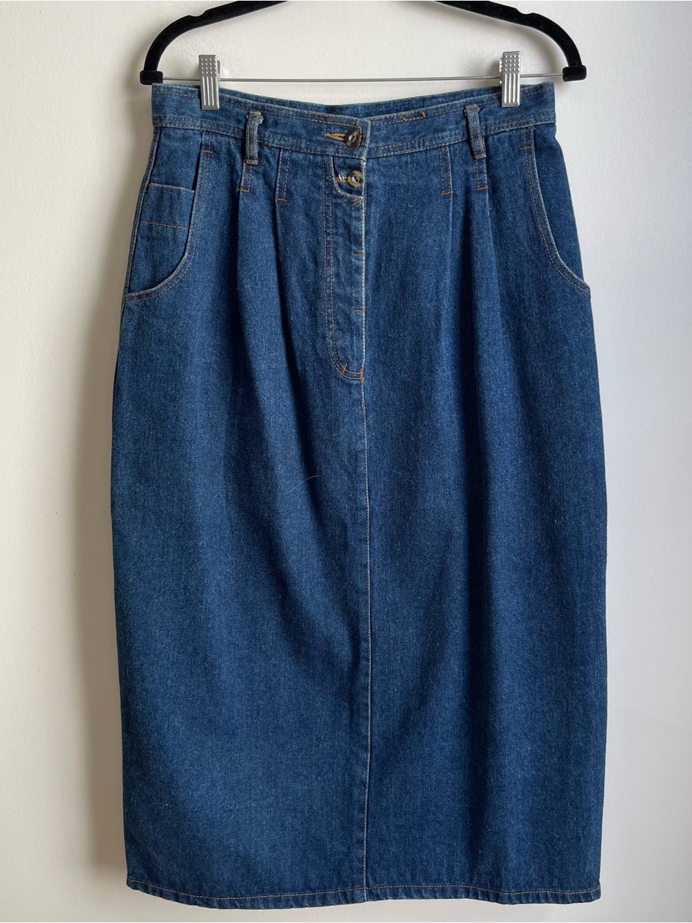 Vintage 90s Crazy Horse Denim Skirt Long Western Boho Dark Cotton 29" Size 14